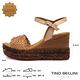 Tino Bellini 歐洲進口編織工藝繫踝厚底楔型涼鞋-淺駝 product thumbnail 3