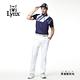 【Lynx Golf】男款吸濕排汗合身版斜紋印花山貓織標短袖立領POLO衫-深藍色 product thumbnail 4