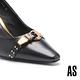 高跟鞋 AS 時髦個性金屬鉚釘帶釦牛皮小方頭高跟鞋－黑 product thumbnail 6