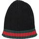 GUCCI Web 綠紅綠條紋粗針織羊毛帽(黑色) product thumbnail 5