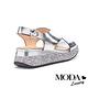 涼鞋 MODA Luxury 華麗個性交叉寬帶金蔥厚底涼鞋－銀 product thumbnail 4