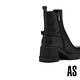 短靴 AS 簡約時髦LOGO拉鍊拼接牛皮切爾西高跟短靴－黑 product thumbnail 4