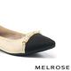 平底鞋 MELROSE 優雅珍珠鏈條撞色牛皮尖頭娃娃平底鞋－米 product thumbnail 6