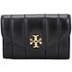 TORY BURCH Kira 雙T絎縫納帕皮革釦式卡片夾/零錢包(黑色) product thumbnail 2