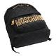 MOSCHINO 菱格紋縫線金色LOGO尼龍後背包(小-黑) product thumbnail 4