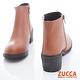 ZUCCA-簡約皮革金屬拉鍊低跟靴-駝-z6719lc product thumbnail 5