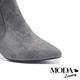 短靴 MODA Luxury 層次異材質菱紋拼接尖頭粗跟短靴－灰 product thumbnail 6