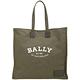 BALLY Crystalia XL 字母印花皮標帆布托特包(墨綠色) product thumbnail 2