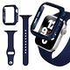 For Apple Watch Series SE/6/5/4 (40mm) 全包覆9H鋼化玻璃貼+錶殼+矽膠錶帶-夜藍 product thumbnail 2