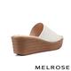 拖鞋 MELROSE 時髦質感壓紋羊皮楔型高跟拖鞋－白 product thumbnail 4