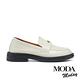 低跟鞋  MODA MODAY 復刻時尚牛油皮金屬便士樂福低跟鞋－白 product thumbnail 3