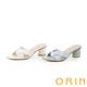 ORIN 牛皮交叉造型圓跟鑲金高跟 女 拖鞋 白色 product thumbnail 7
