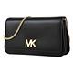 MICHAEL KORS MOTT金字MK LOGO滑面皮革金鏈雙夾層轉釦斜背包(大/黑) product thumbnail 2