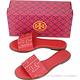 TORY BURCH Ines T字撞色鑲邊牛皮拖鞋/涼鞋(紅色) product thumbnail 5