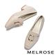 低跟鞋 MELROSE 復古時尚金屬飾釦壓紋羊皮造型方頭樂福低跟鞋－米 product thumbnail 5