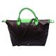 LONGCHAMP Personalized撞色混羊皮短把手提/斜背包(中-咖啡X亮綠) product thumbnail 4