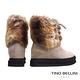 Tino Bellini 愛斯基摩混色兔毛厚底綁帶雪靴_淺駝 product thumbnail 4