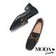 低跟鞋 MODA Luxury 復古馬銜釦牛皮樂福粗低跟鞋－黑 product thumbnail 5
