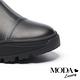 短靴 MODA Luxury 童趣潮流跳色線條牛皮厚底短靴－黑 product thumbnail 6