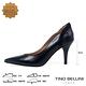Tino Bellini 巴西進口唯美細褶裝飾牛皮尖頭9cm跟鞋-黑 product thumbnail 3