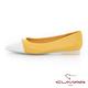 【CUMAR】拚色尖頭鏈條裝飾平底鞋-黃色 product thumbnail 2