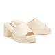 拖鞋 MELROSE 美樂斯 簡約日常純色美型高跟拖鞋－米白 product thumbnail 2