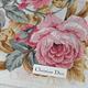 DIOR Christian Dior 100%棉優雅玫瑰花束圖騰品牌字母LOGO帕領巾(米白系) product thumbnail 5