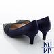 DN 挑戰時尚 MIT質感風潮寬條點鑽高跟鞋 藍黑 product thumbnail 4