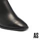 短靴 AS 別致品味皮穿鍊羊皮方頭高跟短靴－黑 product thumbnail 6