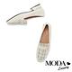 低跟鞋 MODA Luxury 微奢格紋珍珠牛皮方頭樂福低跟鞋－白 product thumbnail 5