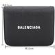 BALENCIAGA 字母印花荔紋牛皮對折短夾(黑色) product thumbnail 6