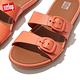 【FitFlop】GRACIE RUBBER BUCKLE TWO-BAR LEATHER SLIDES 扣環造型雙帶涼鞋-女(珊瑚色) product thumbnail 6