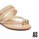 拖鞋 AS 時髦質感鏈條套趾全真皮楔型低跟拖鞋－米 product thumbnail 6