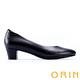 ORIN 簡約時尚OL 嚴選羊皮質感素面中跟鞋-黑色 product thumbnail 3