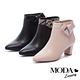 短靴 MODA Luxury 典雅都市扭結裝飾牛皮尖頭粗跟短靴－黑 product thumbnail 7