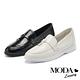 低跟鞋 MODA Luxury 率性簡約經典素色全真皮樂福厚底鞋－白 product thumbnail 7