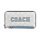 COACH Varsity字母LOGO緹花PVC 12卡拉鍊長夾(粉筆白x淺靛藍) product thumbnail 2