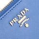 PRADA SAFFIANO 金色LOGO防刮皮革拉鍊零錢/信用卡機能夾(藍) product thumbnail 4