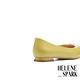 低跟鞋 HELENE_SPARK 時尚長方釦壓紋羊皮尖頭低跟鞋－黃 product thumbnail 4