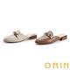 ORIN 率性鍊條格紋布面低跟穆勒鞋 棕色 product thumbnail 7
