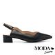低跟鞋 MODA Luxury 極簡氣質波浪剪裁後繫帶粗低跟鞋－黑 product thumbnail 3