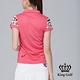 【KING GOLF】女款經典格紋袖口貼鑽造型POLO衫/高爾夫球衫-粉色 product thumbnail 5
