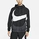 Nike 外套 Swoosh Lined Jacket 男款 NSW 運動休閒 輕量尼龍 連帽外套 抽繩 黑白 DD5968-010 product thumbnail 3