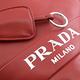 PRADA 燙印大LOGO牛皮拉鍊肩背包(紅) product thumbnail 7