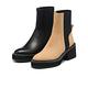 短靴 HELENE_SPARK 率性時尚純色異材質拼接高跟短靴－米 product thumbnail 7