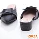 ZUCCA-皮革方扣尖頭平底拖鞋-黑-z6811bk product thumbnail 3