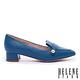 低跟鞋 HELENE SPARK 復古知性典雅珍珠羊皮樂福低跟鞋－藍 product thumbnail 3