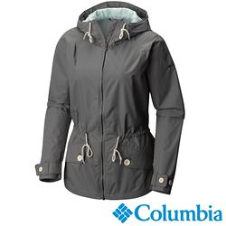 【Columbia哥倫比亞】女-防潑連帽外套-灰綠色　URR10120GG