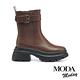 短靴 MODA MODAY 率性復古方釦帶牛皮切爾西厚底短靴－咖 product thumbnail 3