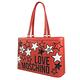 MOSCHINO LOVE系列星星圖案大LOGO拉鍊托特包(紅) product thumbnail 5